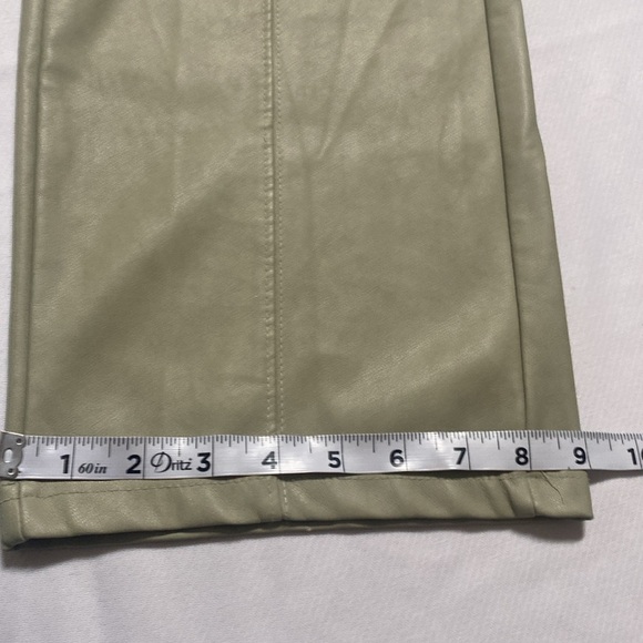 7 For All Mankind Sage Green Faux Leather Wide Leg Pants Size XS - Picture 7 of 10